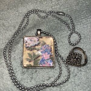 Floral Pendant Necklace/Ring Bundle